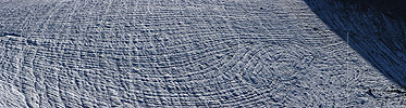 Panorama photo Annual rings in the glacier ice