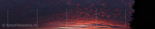 Panoramic photo evening sky with artfully formed clouds