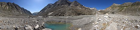360° Panoramafoto Ursprung der Aare am Unteraargletscher (Stand 7.2021)