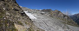 Panoramafoto Zunge des Allalingletschers (Stand 8.2021)