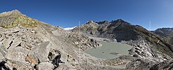 Panoramafoto Rhonegletscher von der Westmoräne (Stand 9.2023)