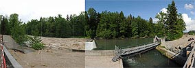 Interactive before after comparison of flood on the river Emme from 1.6.2013